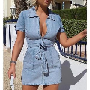 White fox brand new with tags denim dress! Size medium